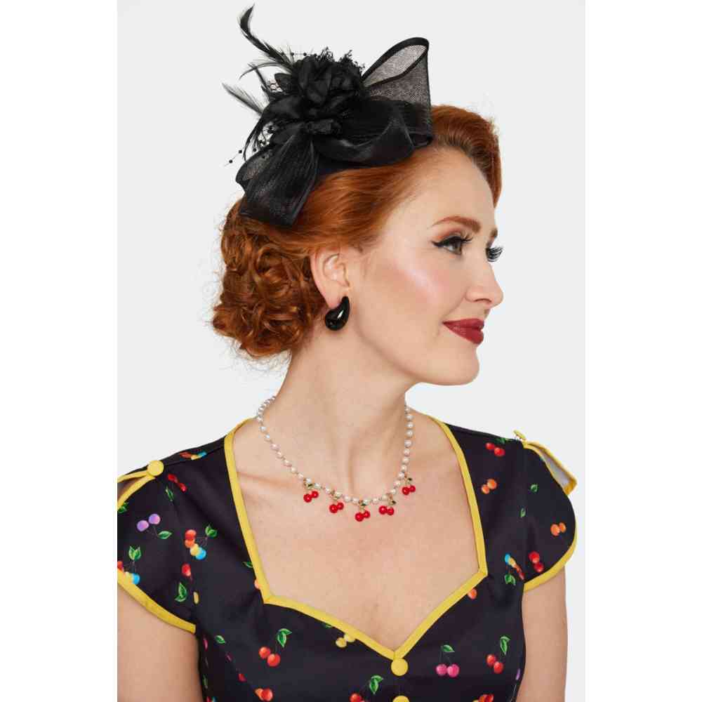 Voodoo Vixen - Feather And Flower Embellished Fascinator - Black